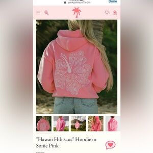 Pink puff palm hooded sweatshirt